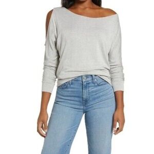 NWT Gibsonlook Slouchy Exposed Shoulder Luxe Top